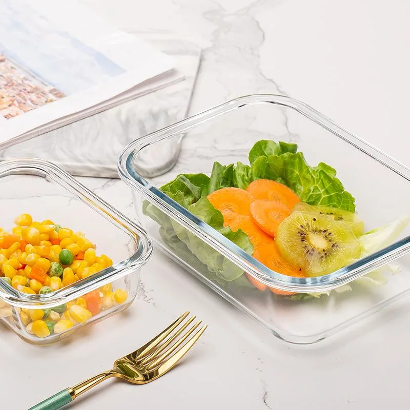 Wholesale 600ml 20.3oz Air Tight Microwavable Glass Storage Containers Lunch Box Glass Crisper