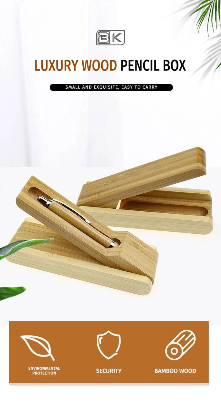 Hot Sale Bamboo Wood Pen Box Custom Logo Pen Holder