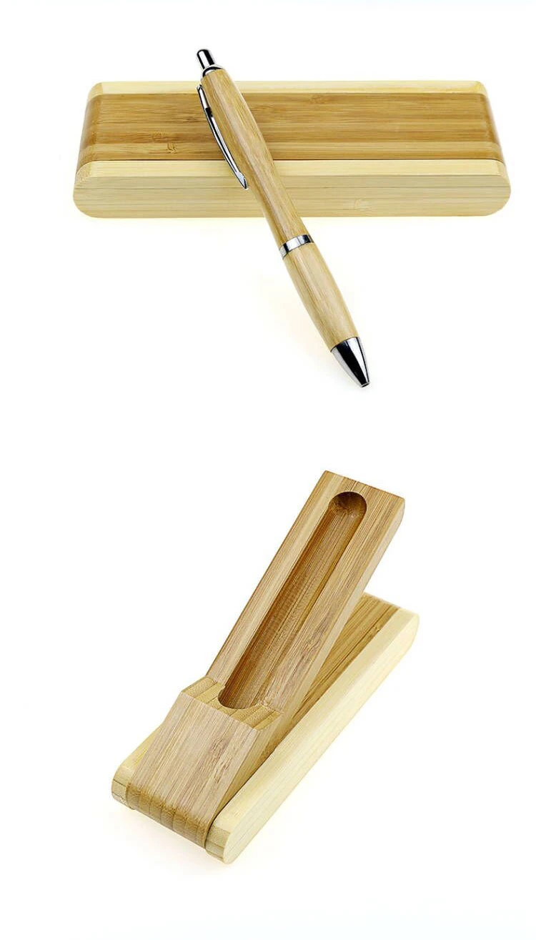 Hot Sale Bamboo Wood Pen Box Custom Logo Pen Holder