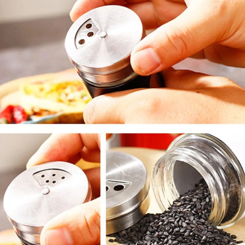 Rotary Hole Seasoning Bottle Kitchen Seasoning Jar Glass Seasoning Box Sealed Moisture-Proof Household