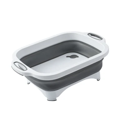 Lavabo de cuisine pliable multi-usages avec planche à découper coupe-légumes multifonction avec panier de vidange