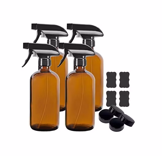 Commerce de gros 16 oz bleu clair boston rond en verre flacon pulvérisateur avec pulvérisateur à gâchette