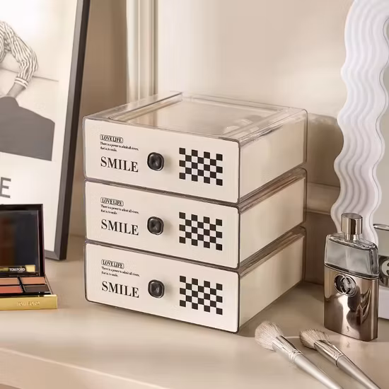 Boîte de rangement pliante à double porte en plastique pour ménage