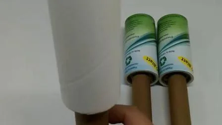 Rouleau de charpie collant en papier 100 % écologique avec poignée en carton